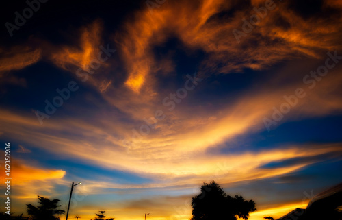 Blur image of twilight cloud sky for background and backdrop