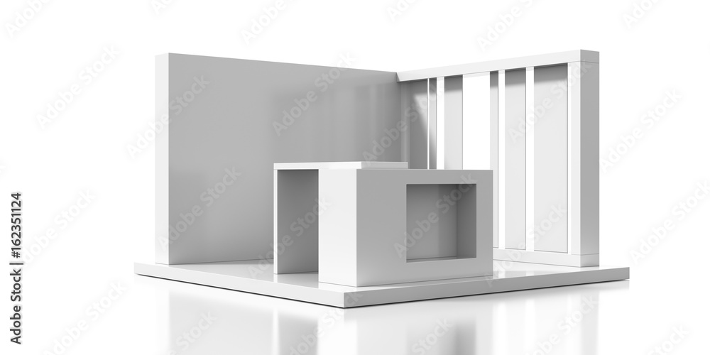 Empty exhibition kiosk, with copy space. Original 3d rendering project Empty exhibition kiosk, with copy space. Original 3d rendering project