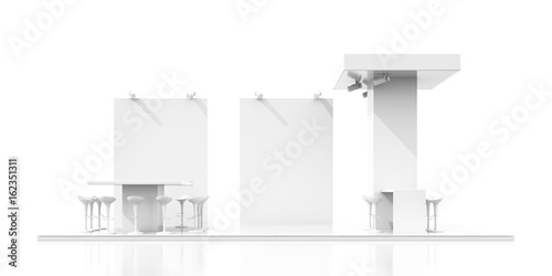 Empty exhibition kiosk, with copy space. Original 3d rendering project