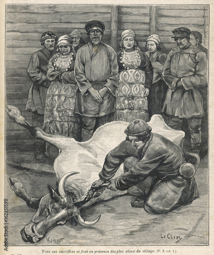 Customs - Sacrifice - Animal. Date: 1897 photo