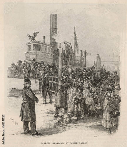 Immigrants land at Castle Garden  New York   . Date  1884