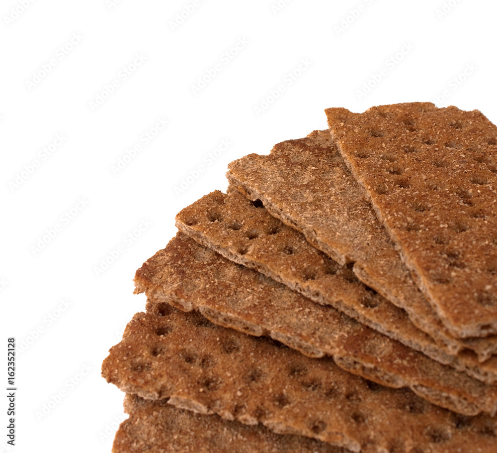 Crispbread copy space over white Crispbread copy space over white