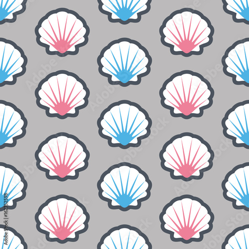 Summer vector seamless pattern with seashell