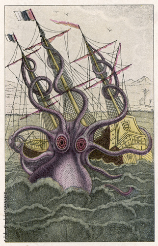 Kraken Attacks a Ship. Date: 1802 photo