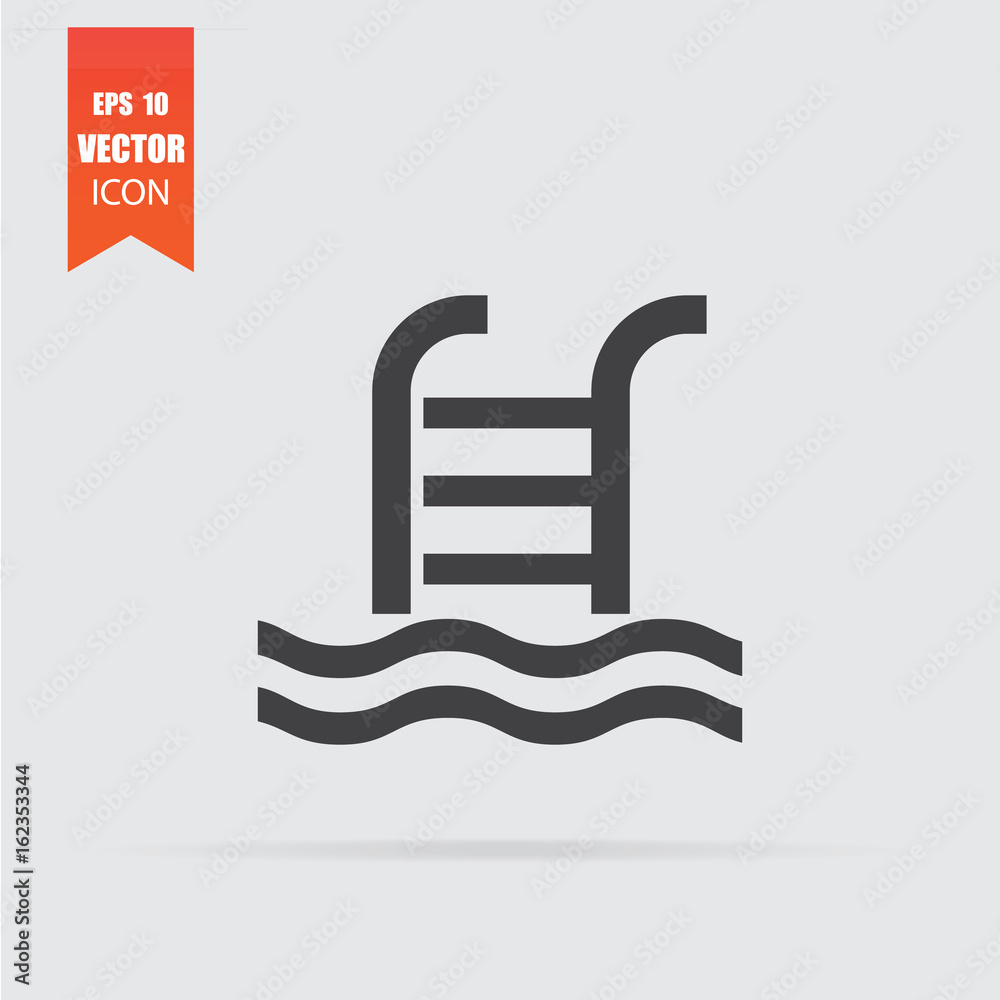 Swimming pool icon in flat style isolated on grey background. Swimming pool icon in flat style isolated on grey background.