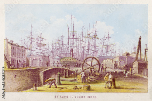 Entrance to London Docks. Date: circa 1850 photo