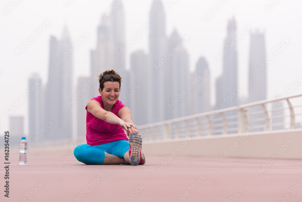 woman stretching and warming up
