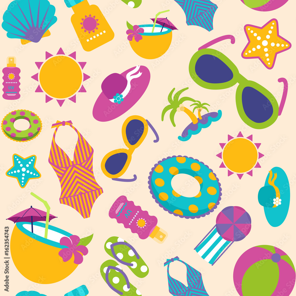 Obraz premium Summer vector seamless pattern