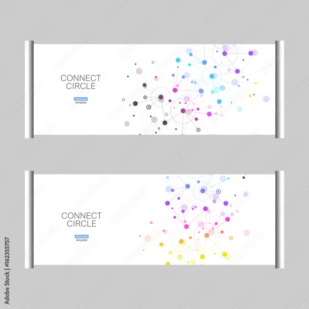 Roll up banner stand with abstract connect background