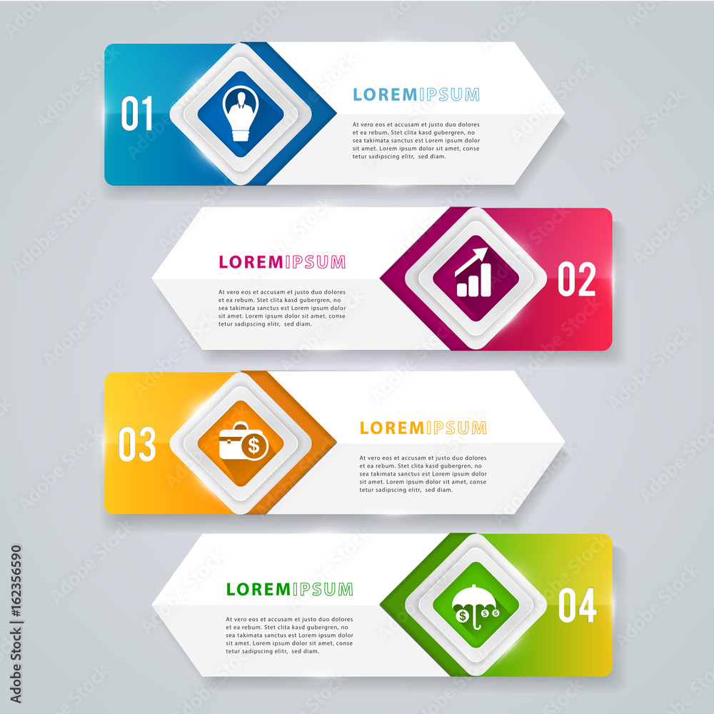 Modern design number 4 step template can used for banner,infographic,data,presentation timeline business,chart, workflow layout,brochure,leaflet ,web design, number options.Vector illustration.