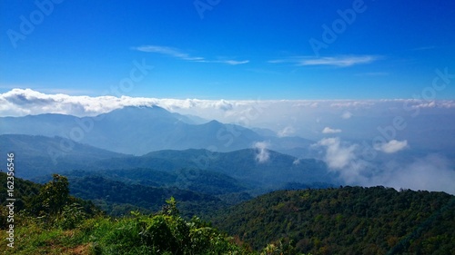 Beautiful mountains landscape and sky with clouds for background.