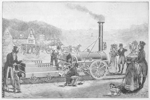 George Stephenson's locomotive  the Rocket. Date: 1829 photo