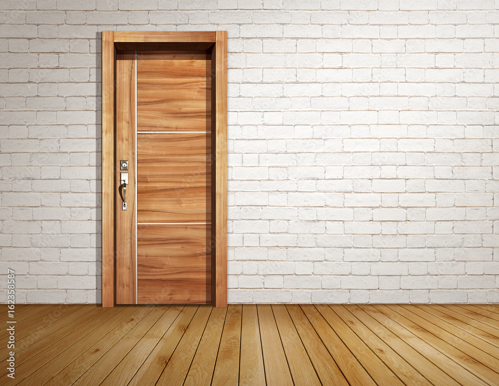 Obraz premium Brick room with modern door