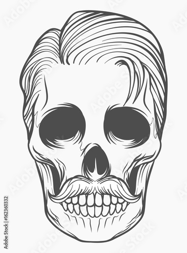 Mexican skull design with trendy hairstyle vector