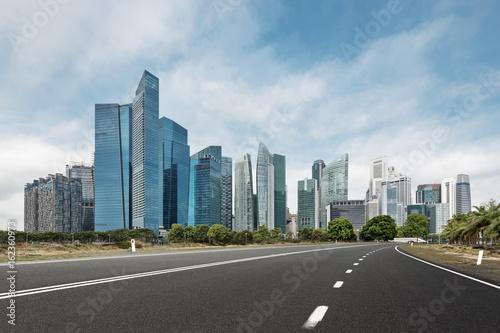 empty road with modern buildings