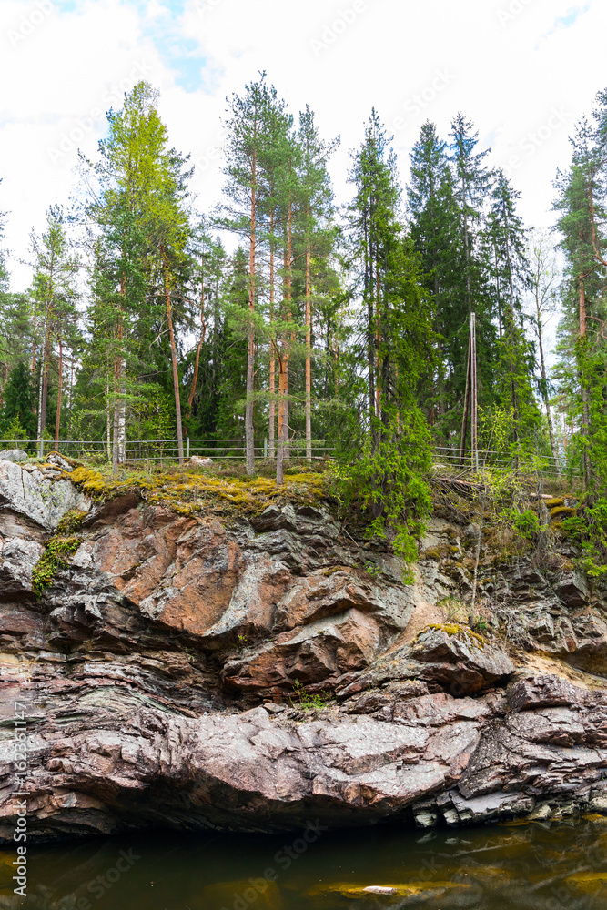 Vuoksa river and rocky canyon view in Imatra, Finland Vuoksa river and rocky canyon view in Imatra, Finland