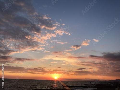 Pink Sunset at Sea