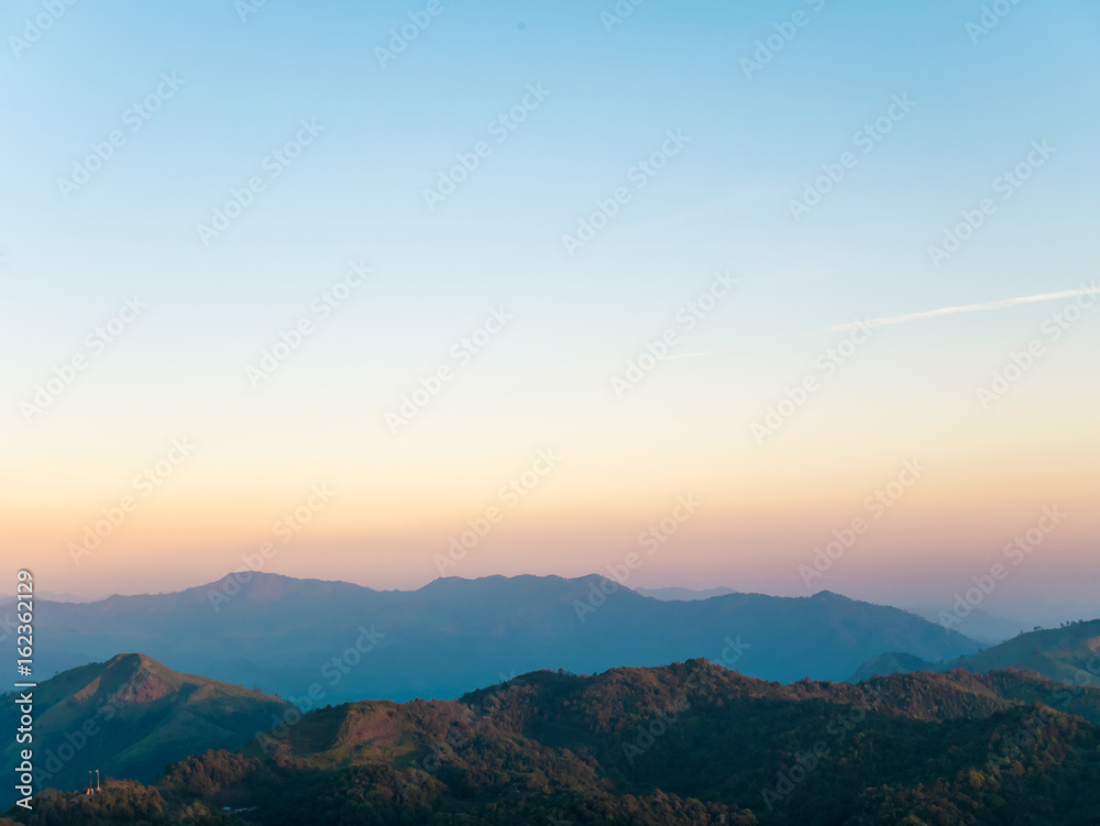 mountains in sunrise and clear sky