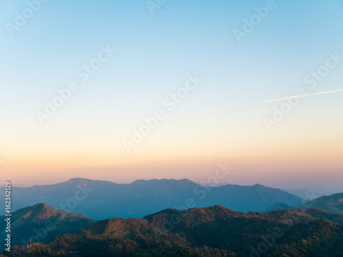 mountains in sunrise and clear sky