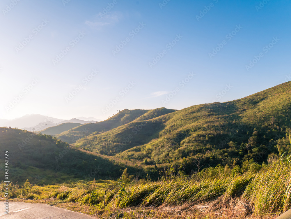 panorama view of mountains landscape in the morning