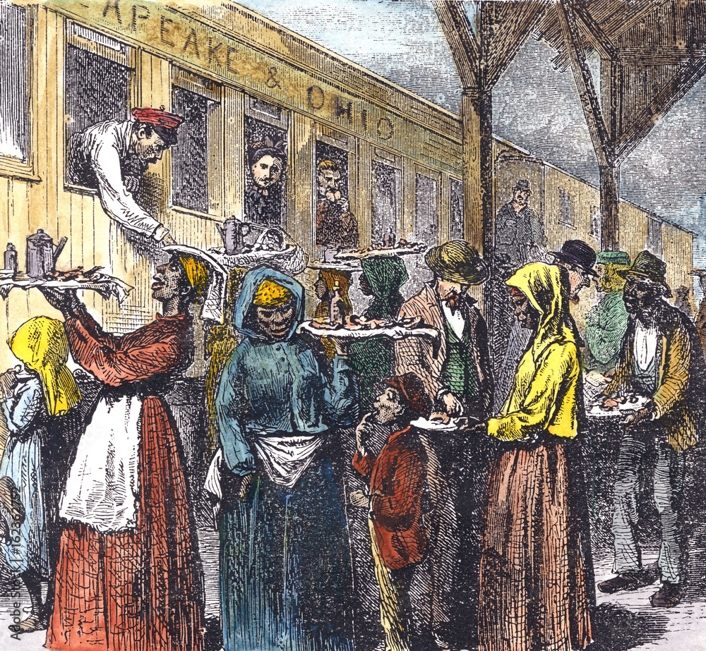 Naklejka premium Station Refershments. Date: 1882