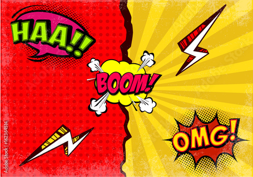Comic expressions background with speech bubbles vector