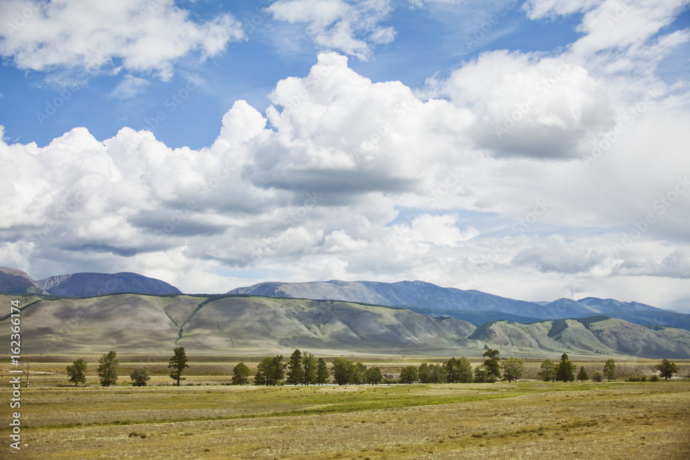 Kurai steppe. Altai mountain summer landscape Kurai steppe. Altai mountain summer landscape