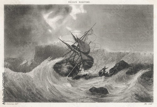 Canvas Print Shipwreck - Cherbourg. Date: 17 th Century
