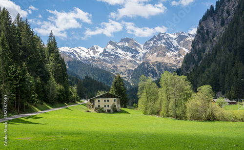 Racines Valley in South Tyrol, Italy. Lonely house in a valley