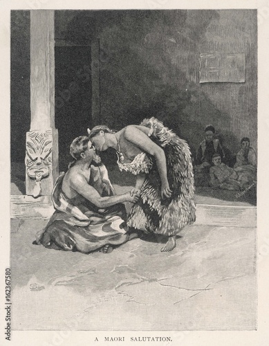 Maori Greeting. Date: 1891 photo