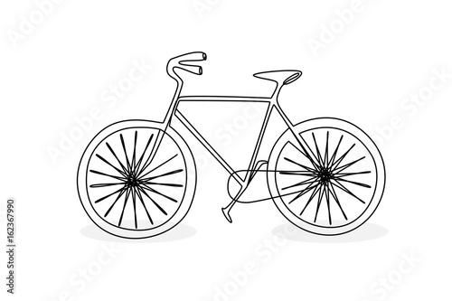 Continuous line drawing of a bicycle doodle style