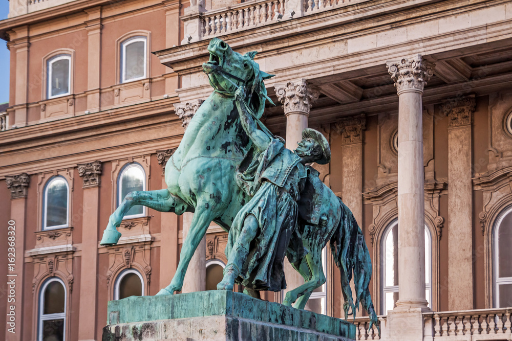 Horse statue at Buda Castle or the Royal Palace in Budapest, Hungary