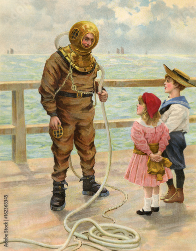 Diver and Children. Date: 1900