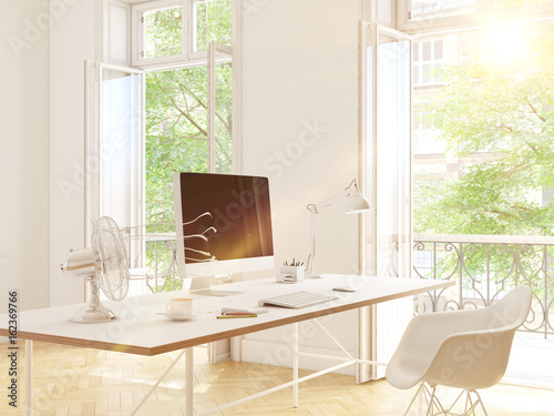 modern office with creative space. 3d rendering