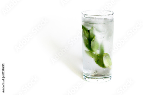 Glass of cold water with fresh mint leaves