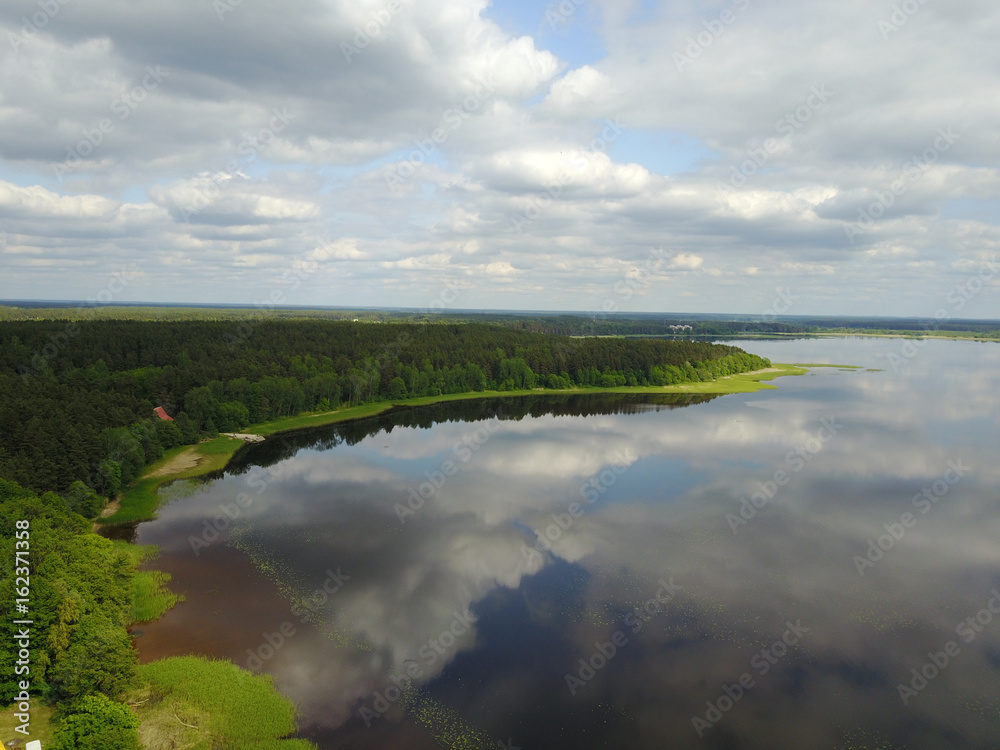 Riga lake Aerial drone top view Latvia Riga lake Aerial drone top view Latvia