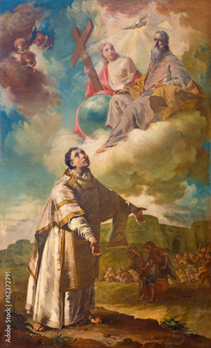 BERGAMO, ITALY - MARCH 16, 2017: The painting of The Martyrium (lapidation or stoning) of st. Stephen in church Chiesa dei SS. Bartolomeo e Stefano by Francesco Coppella (1714 - 1784). photo