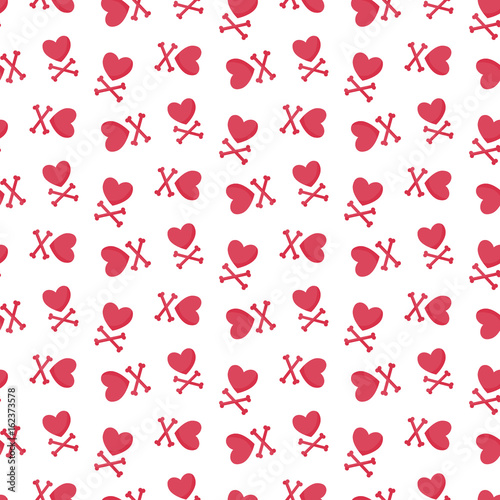 Heart and crossbones vector seamless pattern