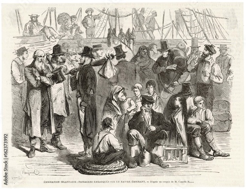 Irish Emigrants. Date: 1865 photo