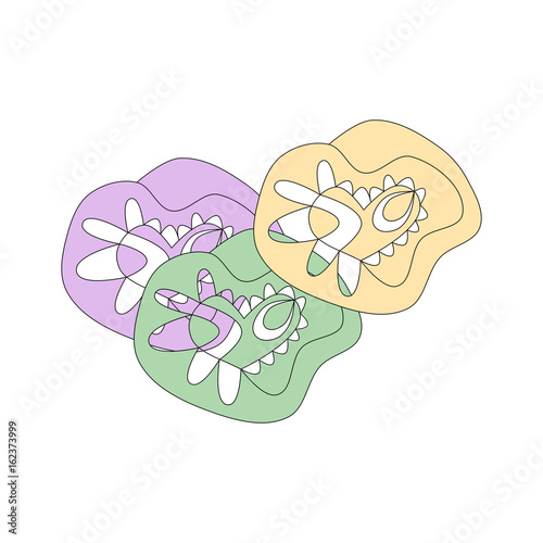 Bright lacy ornamental hearts in zentangle style
