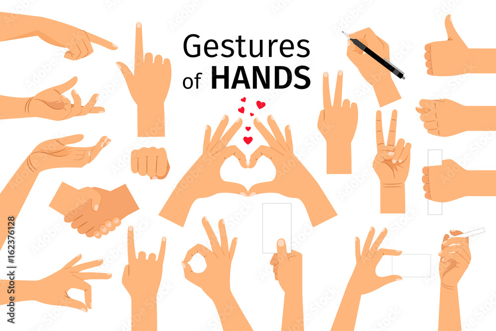 Colored hand gesture set