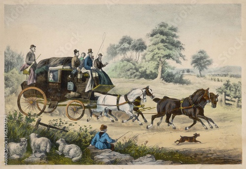 Stagecoach - Shepherd Boy. Date: circa 1840 photo