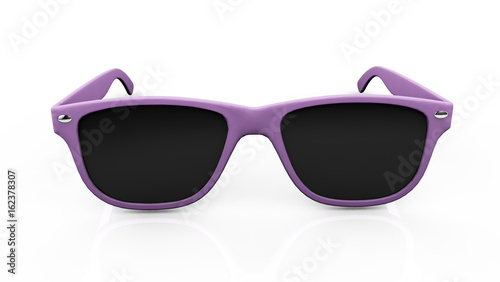 Pink glasses isolated on white background. 3d render image.