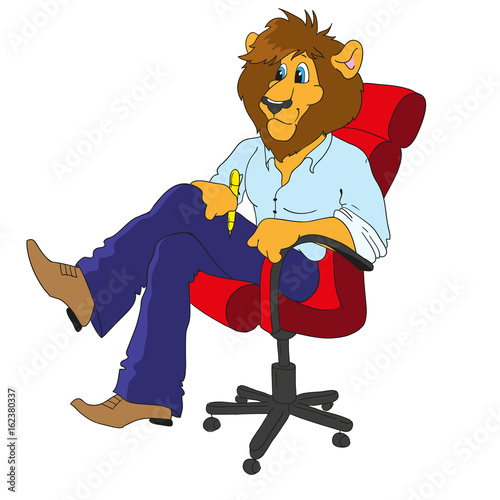 Lion boss. Cartoon character vector. photo