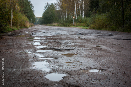 Bad broken road, russian highway
