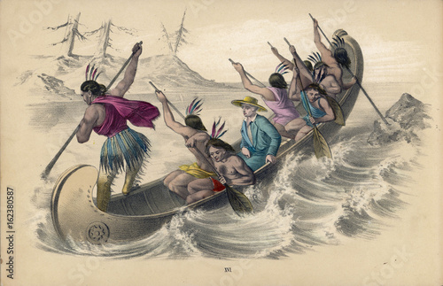 Obraz na plátně Missionary in Canoe. Date: circa 1850