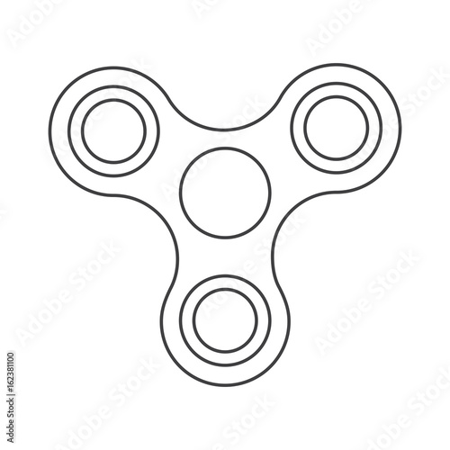 Fidget spinner icon - toy for stress relief and improvement concentration. Drawn with outline thin lines. Isolatied vector illustration.