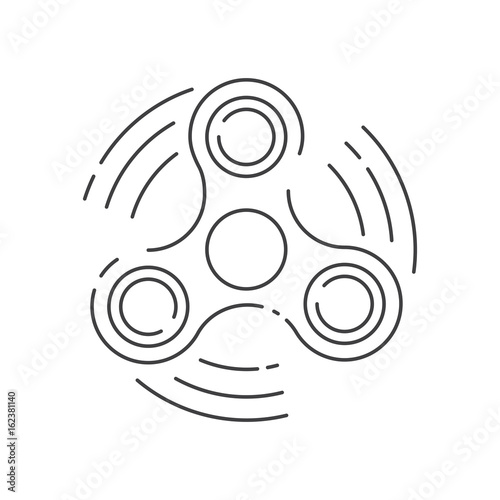 Fidget spinner icon - toy for stress relief and improvement concentration. Drawn with outline thin lines. Isolatied vector illustration.