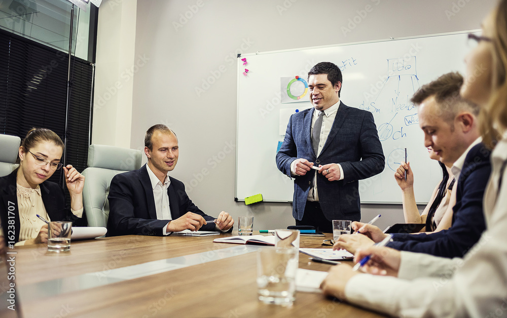 Fototapeta premium Business People Meeting Conference Discussion Corporate Concept,business team,business partners discussing documents and ideas,Business conference in a modern office,close up