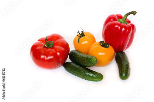 Red and yellowt omatoes peppers cucembers